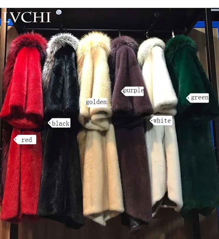 LVCHI настоящие норковые шубы юбка натуральный Полный Пелт тонкий норковый мех зимнее пальто Женская мода вся кожа норковая шуба
