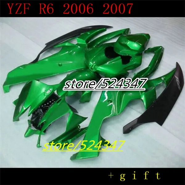 Комплект обтекателей для YZF R6 2006 2007 черный зеленый Обтекатели из АБС-пластика