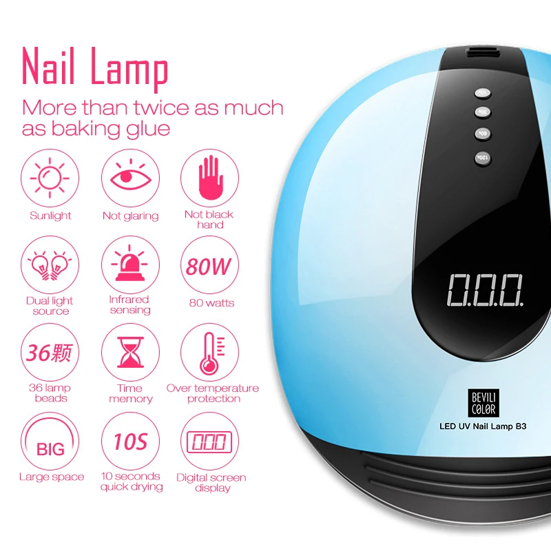UV Led 80W Lamp Nail Dryer for Nails Curing Manicure SUN Light All Gel Polish Sensor Machine Art LED Tools | Красота и здоровье