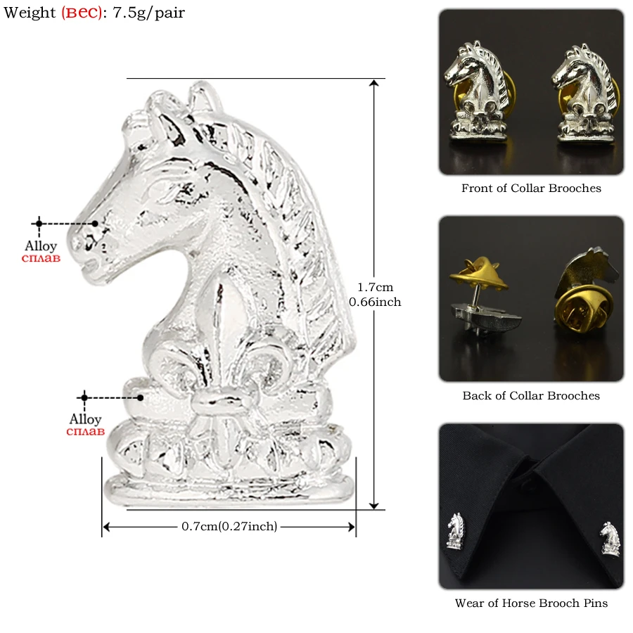 Lovely Silver color Horse Brooch Pins Men's Badge Broches Jewelry Fashion Retro Mini Small Collar Brooches for Women Accessories |