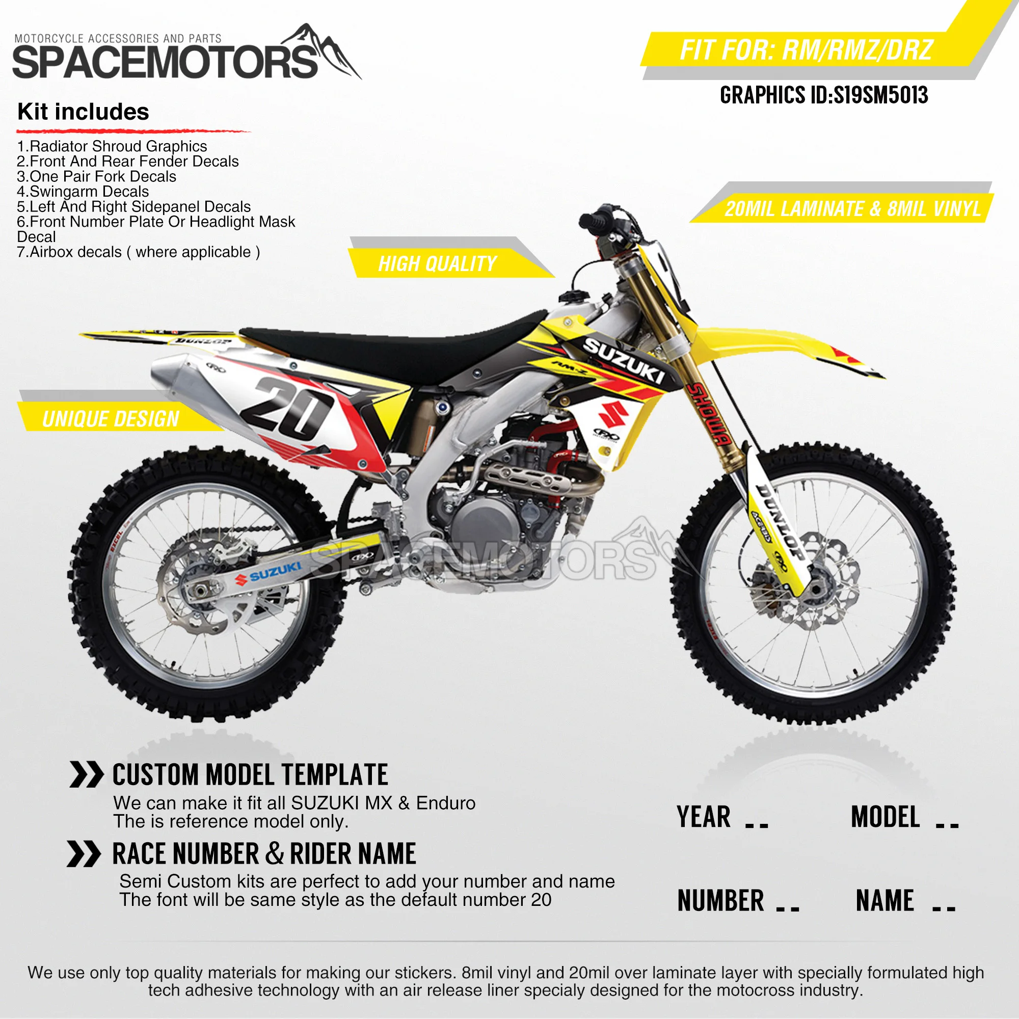 Графические фоны для SUZUKI RMZ250 04 18 RMZ450 08 17 RM125/250 03 013|Наклейки и стикеры| |