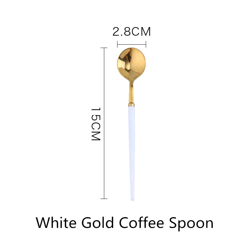 White Gold Tea Spoon 1 шт. столовый набор столовых приборов, ножи, вилки, ложки, Западная кухня, столовая посуда из нержавеющей стали, домашние вечерние столовые приборы, набор посуды - Цвет: White Gold Tea Spoon