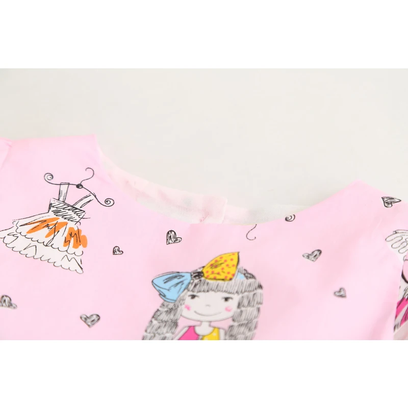 Платья для девочек с принтом LOVE DD& MM, новинка года, весеннее милое платье с короткими рукавами и круглым вырезом для девочек
