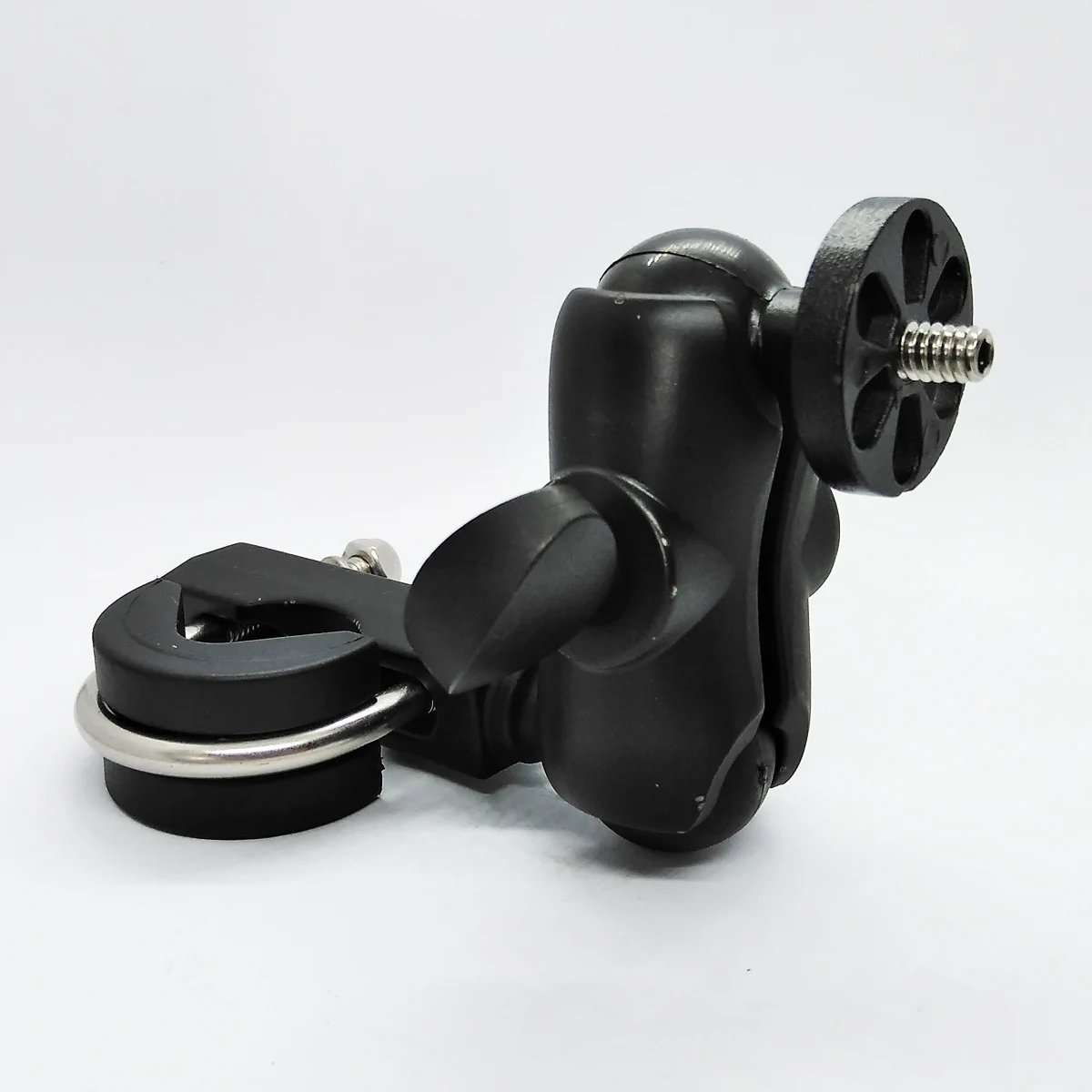 Motorcycle Bar Mount Double Socket Arm with 1'' Rubber Ball 1/4''-20 Thread Adapter for GoPro(Adapter Gopro Included) |