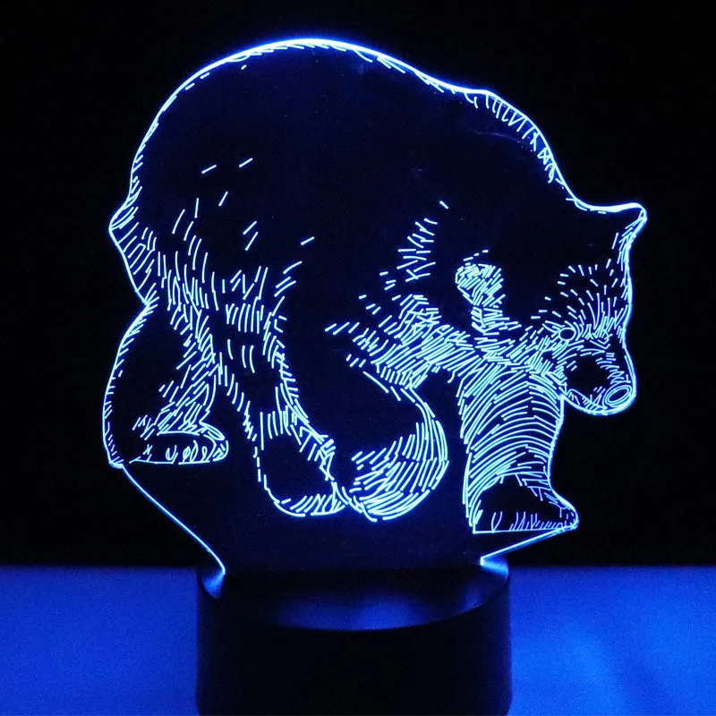 3D светодиодный ночник светильник Polar Bear с 7 цветами для украшения дома