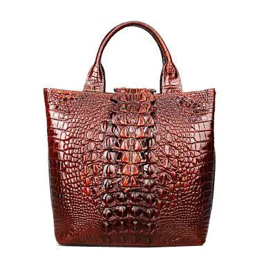 Brown Новые женские сумки из натуральной кожи, модные сумки с узором «крокодиловая кожа», роскошные женские сумки, дизайнерские женские кожаные сумки - Цвет: Brown