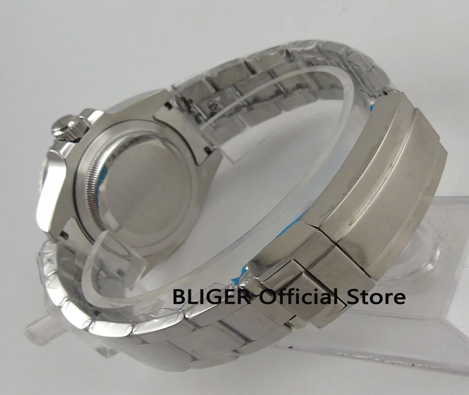 BLIGER 40 мм GMT Функция сапфир Стекло Для мужчин часы черный циферблат Керамика