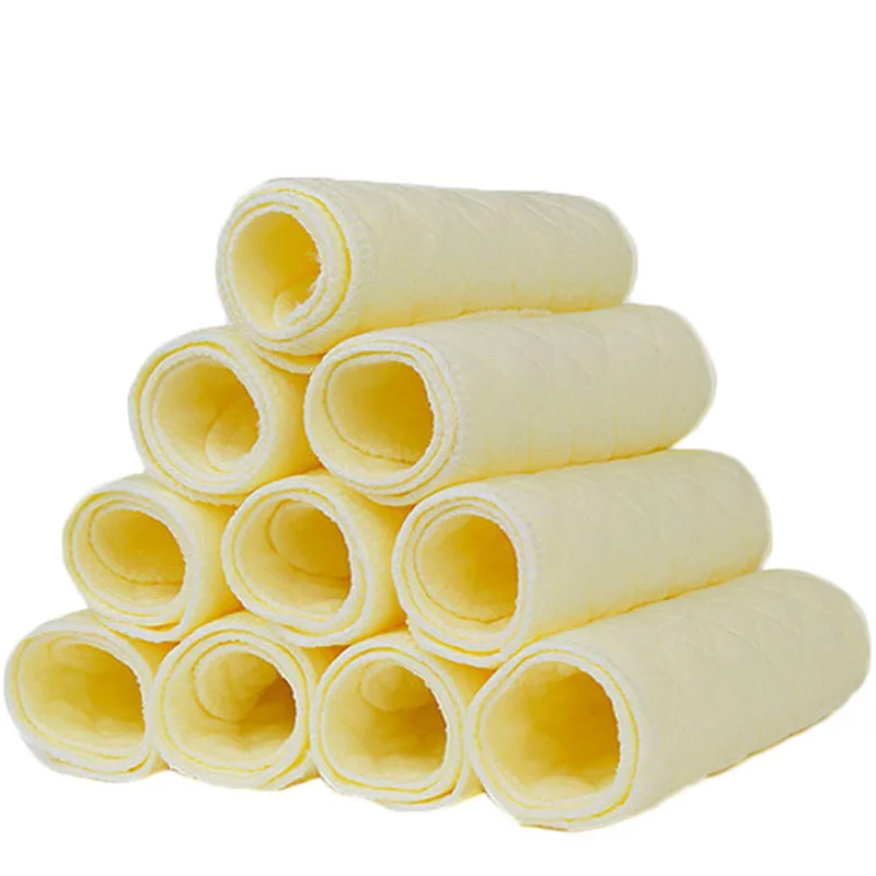 yellow 10 шт./компл. 3-слойный детский подгузник красочные экологический хлопок Многоразовые Детские Подгузники моющийся дышащий детский подгузник - Цвет: yellow