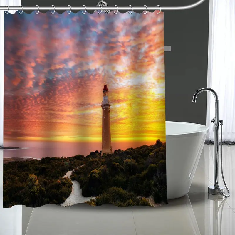 New Custom lighthouse Curtains Polyester Bathroom Waterproof Shower Curtain With Plastic Hooks More Size | Дом и сад