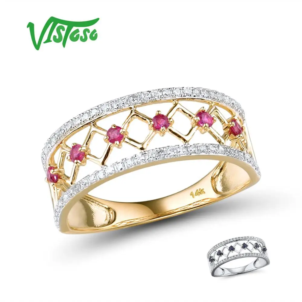 VISTOSO 14 K Y/W золотые кольца для женщин подлинные блестящие алмазные Необычные