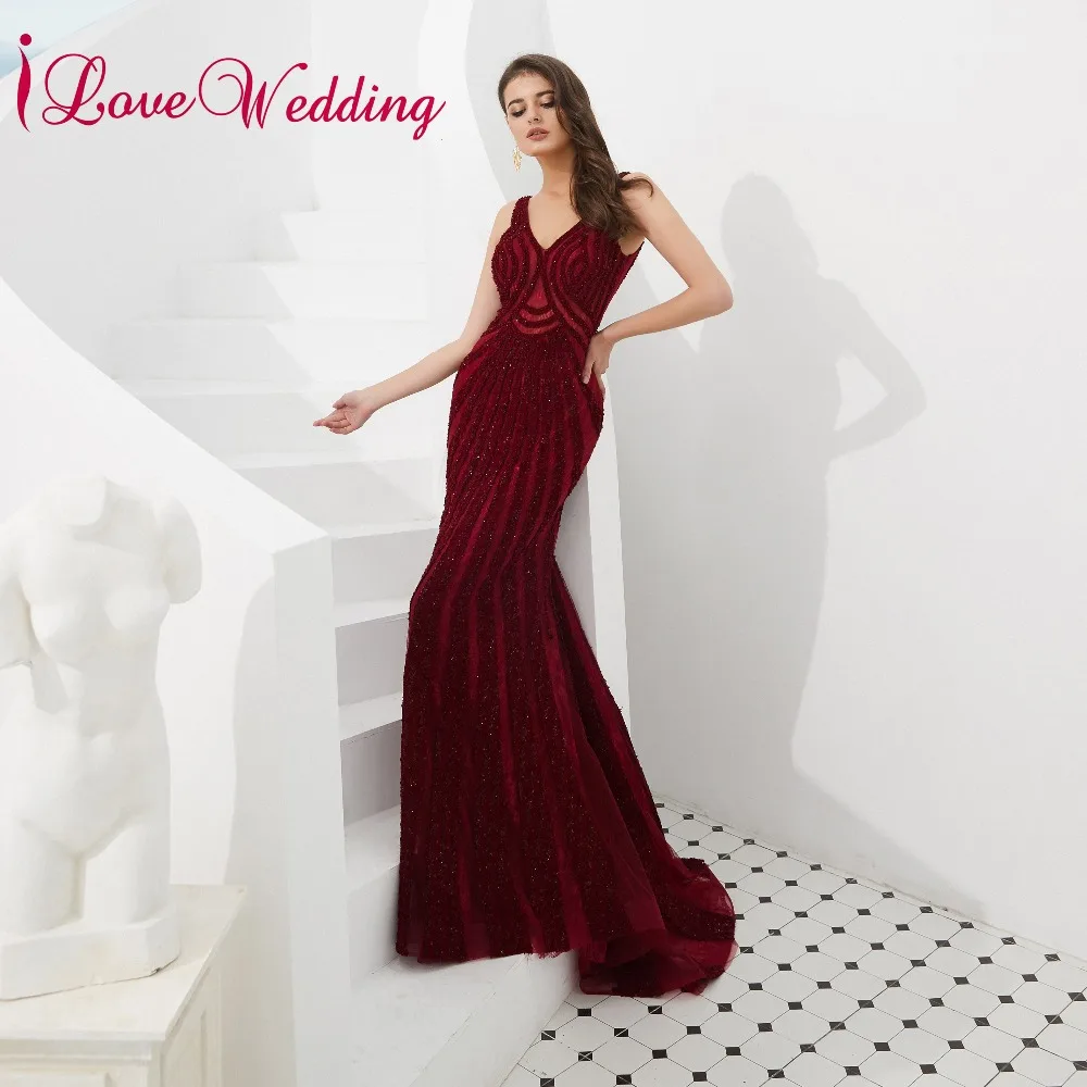 Очаровательные свадебные длинные элегантные платья ilovebridal с V образным вырезом и