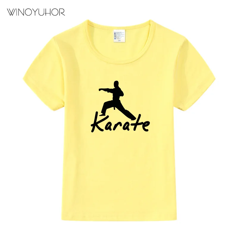 Футболки с принтом карате детские летние модные футболки топы для маленьких