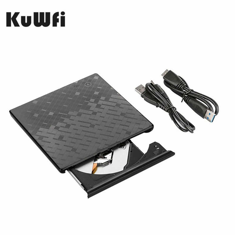 KuWFi USB 3 0 DVD горелка ультра тонкий внешний CD/DVD проигрыватель с сенсорным
