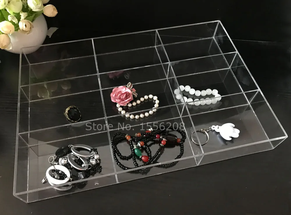 9 Grid Multi-Purpose Use Acrylic Showcase Display Storage Holder for Earrings Bracelets Necklaces Rings Organizer Tray