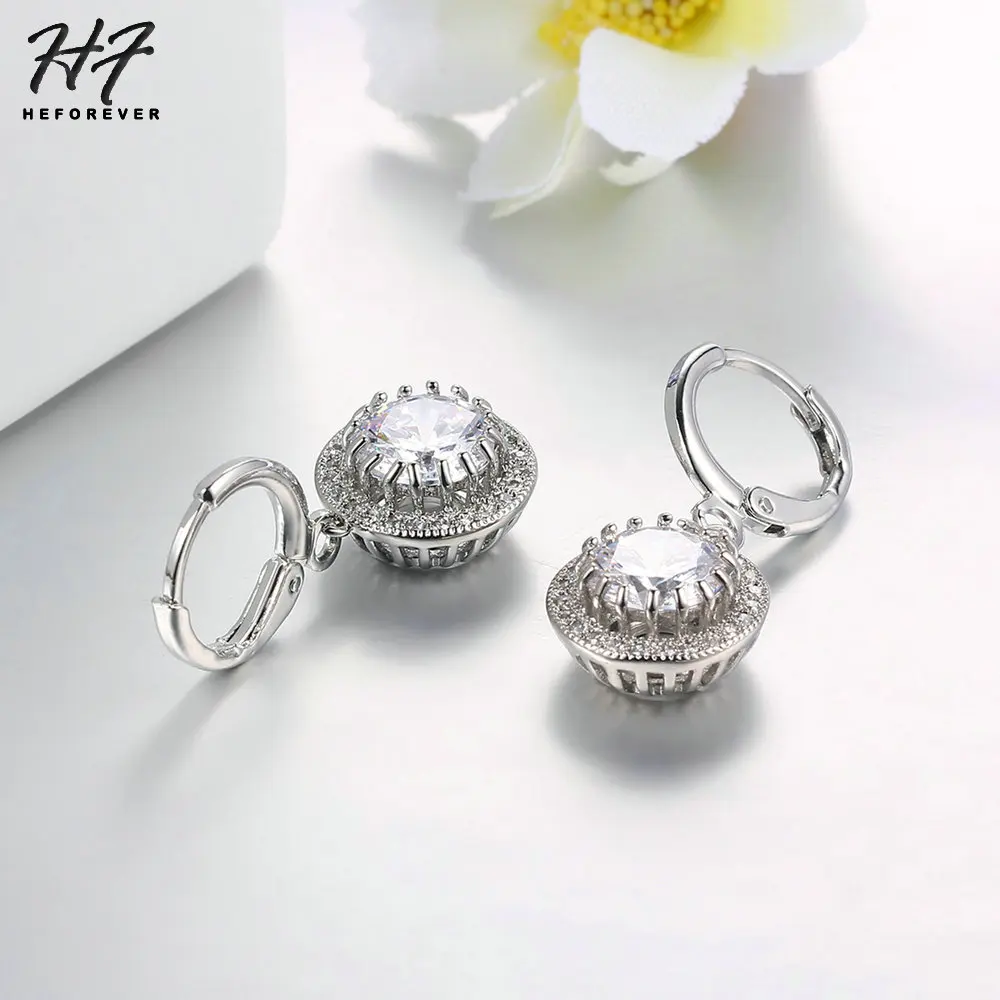 Серьги подвески серебристого цвета с фианитами 5 карат E825|earrings for|dropping earrings for