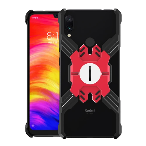 Black Red Чехол для Xiaomi Redmi Note 7, роскошный механический металлический чехол с алюминиевой рамкой для телефона Xiaomi Redmi Note7, противоударный чехол - Цвет: Black Red