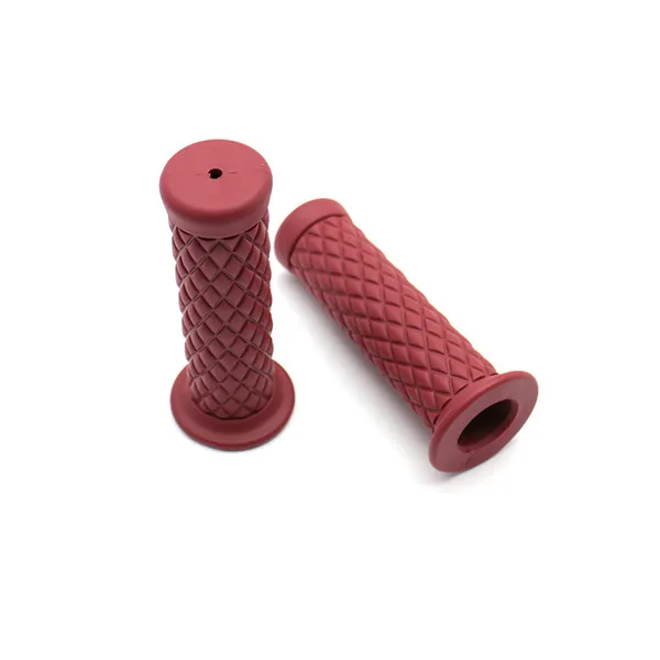 Red Motorcycle 7/8'' Retro Rubber Handlebar Hand Grip For Honda Suzuki Kawasaki Triumph Cafe Racer Bobber Custom - Color: Red
