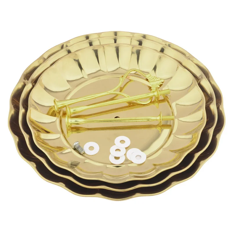 

European Classical Style Fruit Cake Plates Stand Stainless Steel Party Candy Cupcake Tray For Serving Stand Cake Decorating Tool