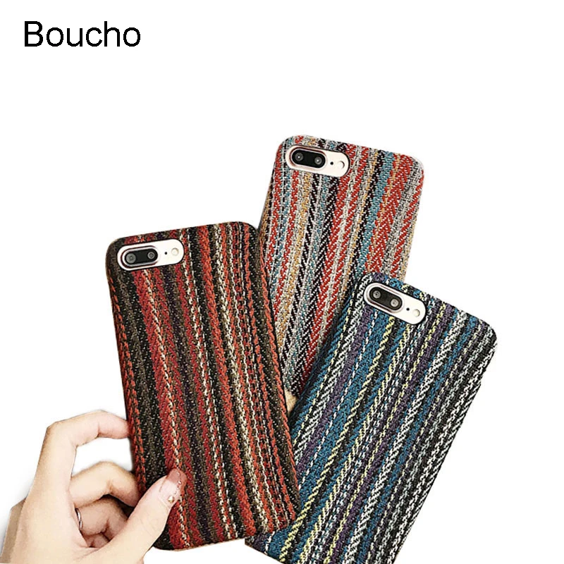 Винтажный цветной тканевый чехол Boucho для iphone XS MAX XR X 6/7/8 plus чехлы телефонов 6 6s 7 8 Plus