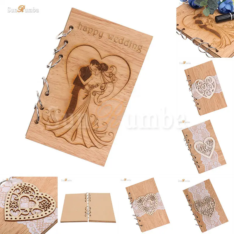 

1pcs Rustic Wedding Decor Guest Books Wedding Decoration Festive Party Supplies Event Party Wood Blank Signature Guest Books