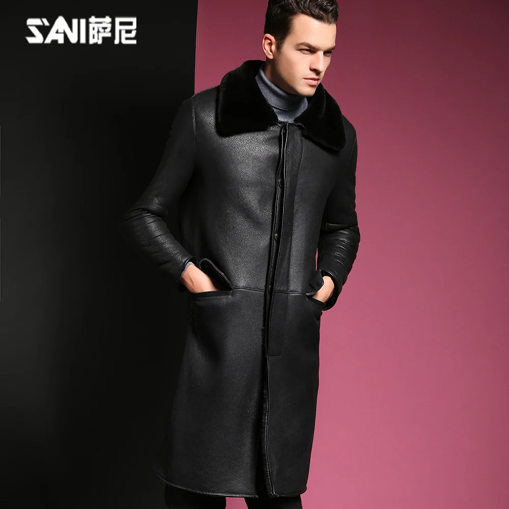 Akrasanee натуральная кожа мех цельное пальто средней длины тонкий отложной воротник овчина пальто