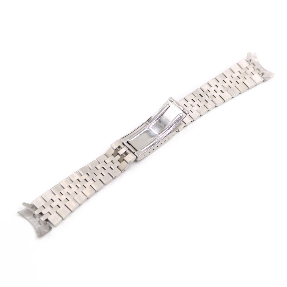 CARLYWET 13 17 19 20 22mm Hollow Curved End Solid Screw Links Silver 316L stainless Steel Replacement Watch Band Strap Bracelet