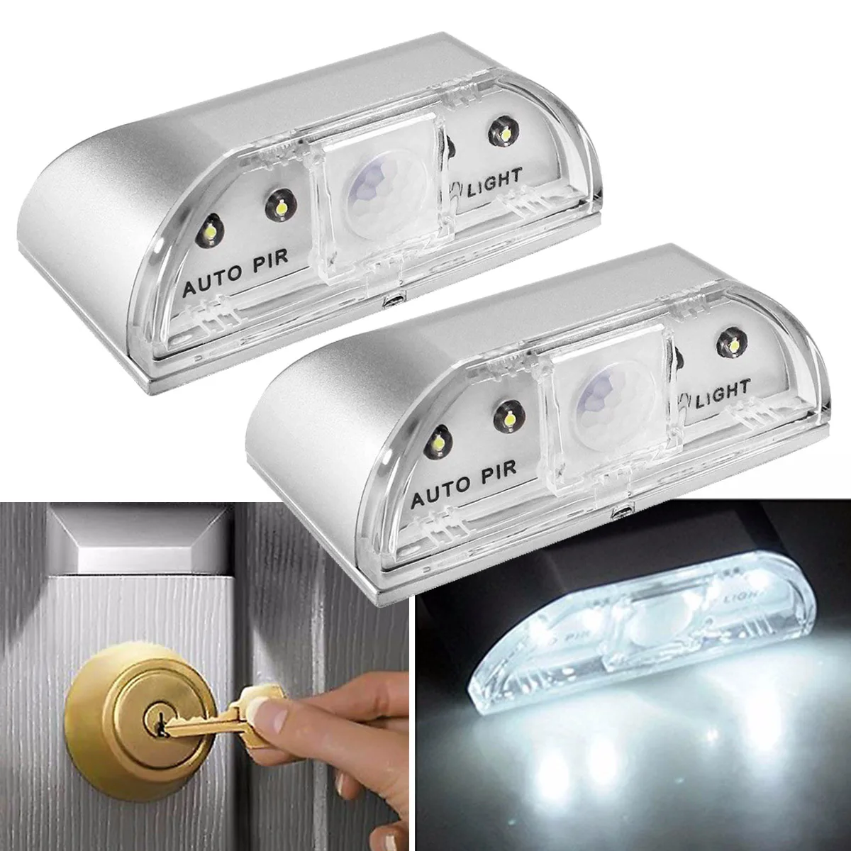 Lamp Night Light Auto PIR Induction Door Lock Intelligent Keyhole IR Motion Sensor Heat Detector 4 LED | Лампы и освещение