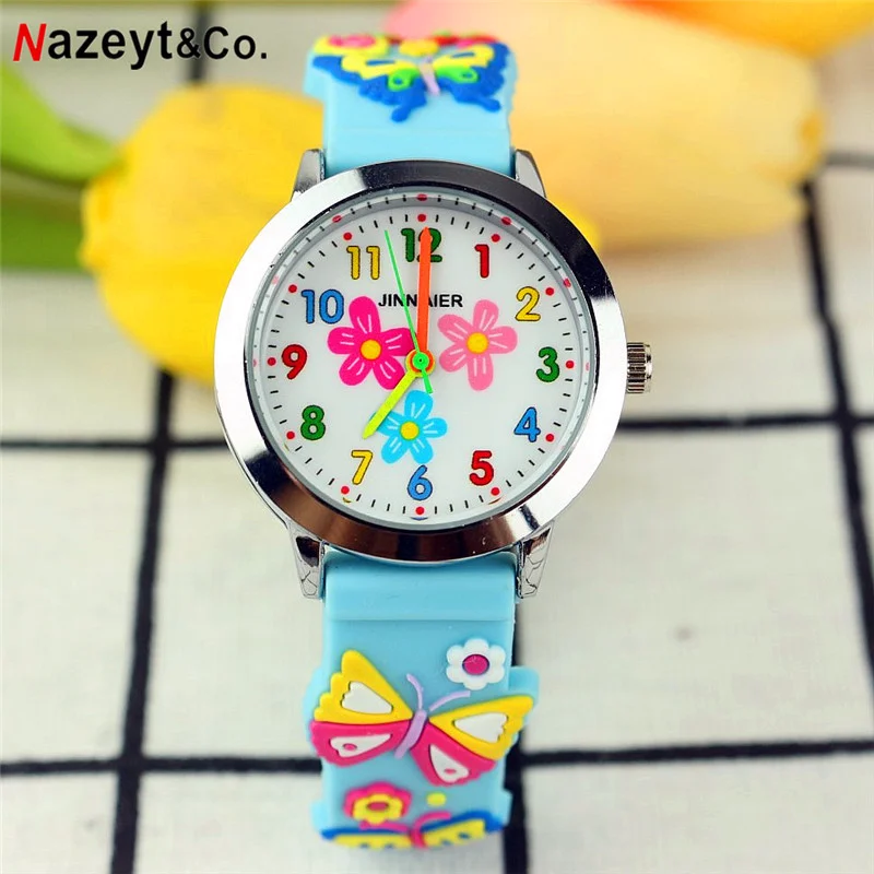 

2021Kids minimalist flower color pointer quartz watch kids 3D jelly watch boys and girls silica gel gift watch