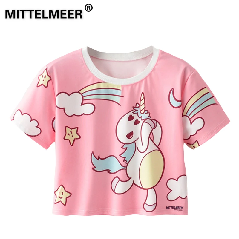 MITTELMEER/Летняя футболка kawaii для девочек студентов женщин Harajuku с коротким рукавом