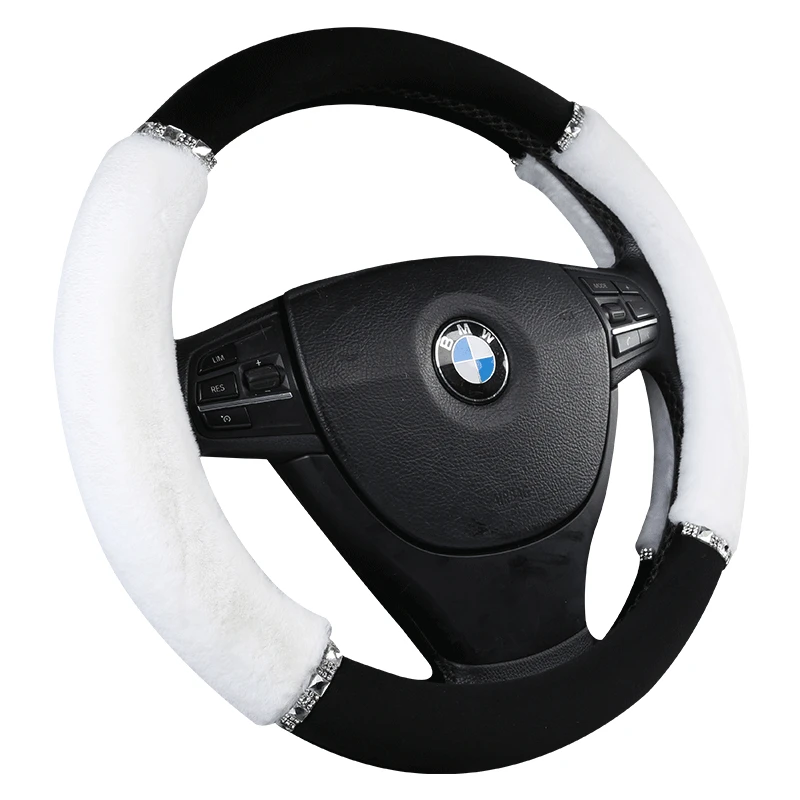 

New Universal Car Steering Wheel Cover Winter Soft Warm Plush Covers Pearl Velvet Auto Decoration Steering Protector Car-styling