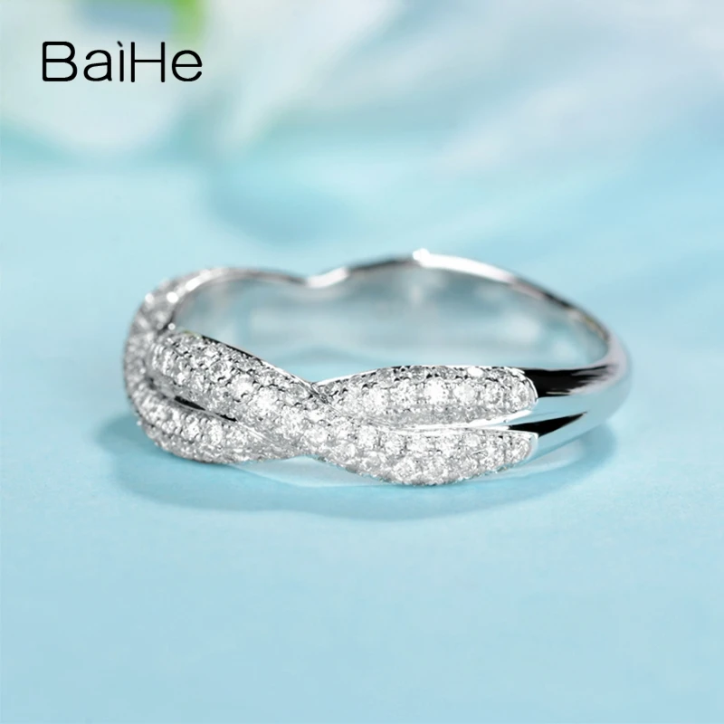 BAIHE однотонное 14K белое золото 1ct сертифицировано H/SI круглые натуральные