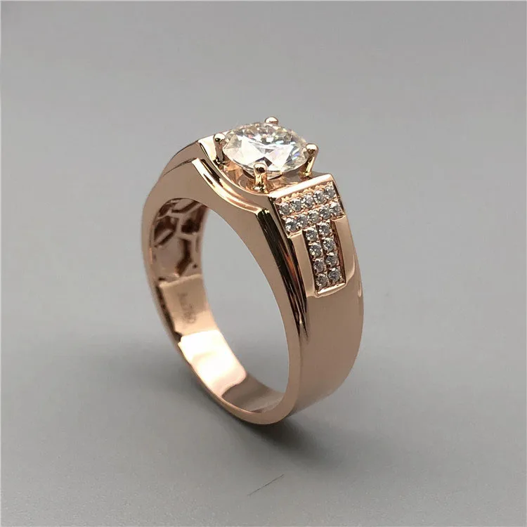 Мужское кольцо с бриллиантами 750AU Moissanite роскошное из розового золота 18 К 1 карат 2