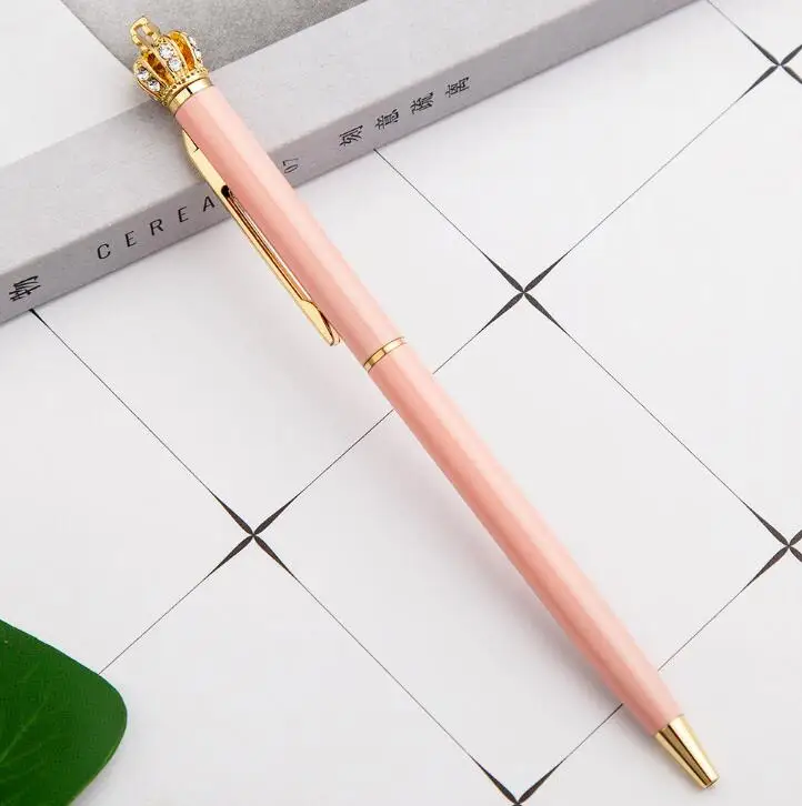 dark pink Новинка Шариковая ручка Роскошный большой драгоценный камень Шариковая ручка для студентов писательский инструмент Канцелярские Товары для офиса и школы - Цвет: dark pink