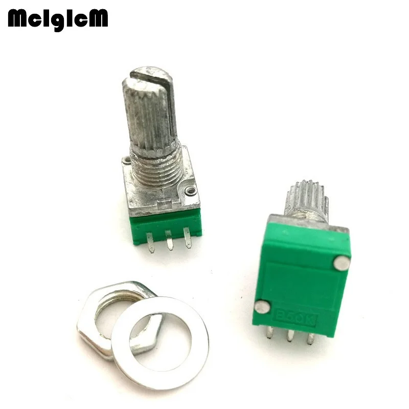 MCIGICM 100 шт. 3pin RK097N одноканальный потенциометр аудио/усилитель мощности/потенциометр уплотнения B50K длина ручки 15 мм
