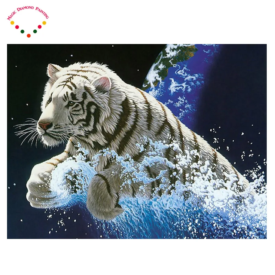 Настенные росписи для гостиных Пластиковые ремесла белый тигр поделки алмазов
