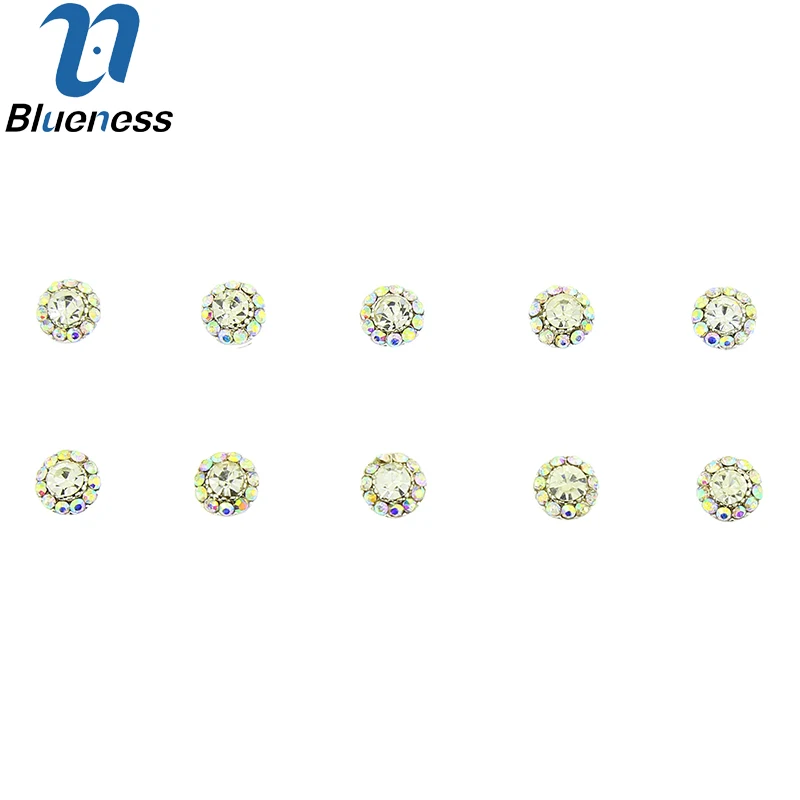 Blueness 10 Pcs/Lot Silver Nail Art Crystal AB Rhinestones For Nails Flower Design Studs Charms Strass Manicure Supplies TN1816 | Красота и