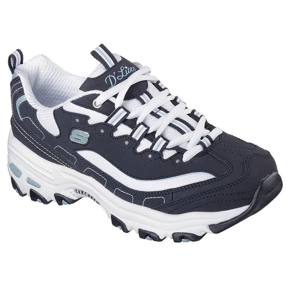 Skechers Женская обувь D'Lites большой вентилятор темно синий белый|Женские кроссовки