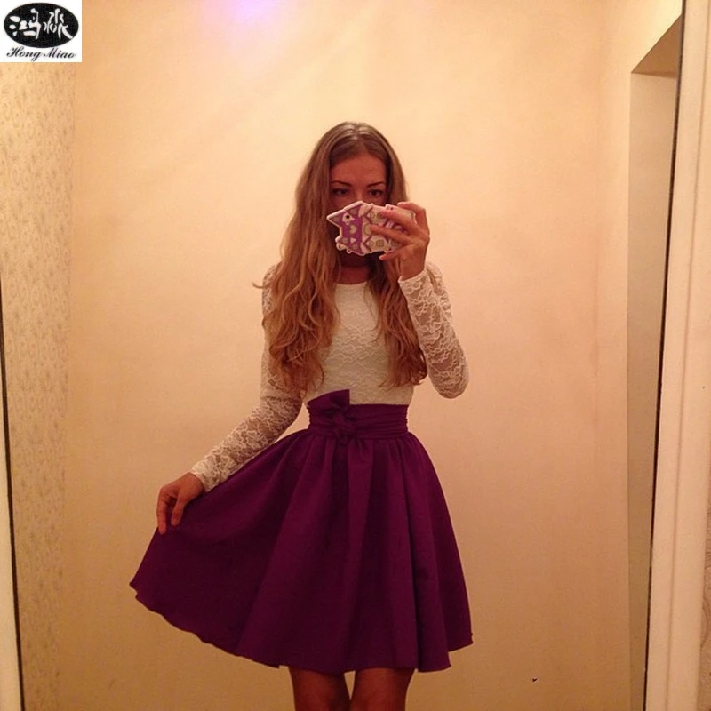 Женское кружевное платье с вышивкой однотонное круглым вырезом и лето 2018|dress