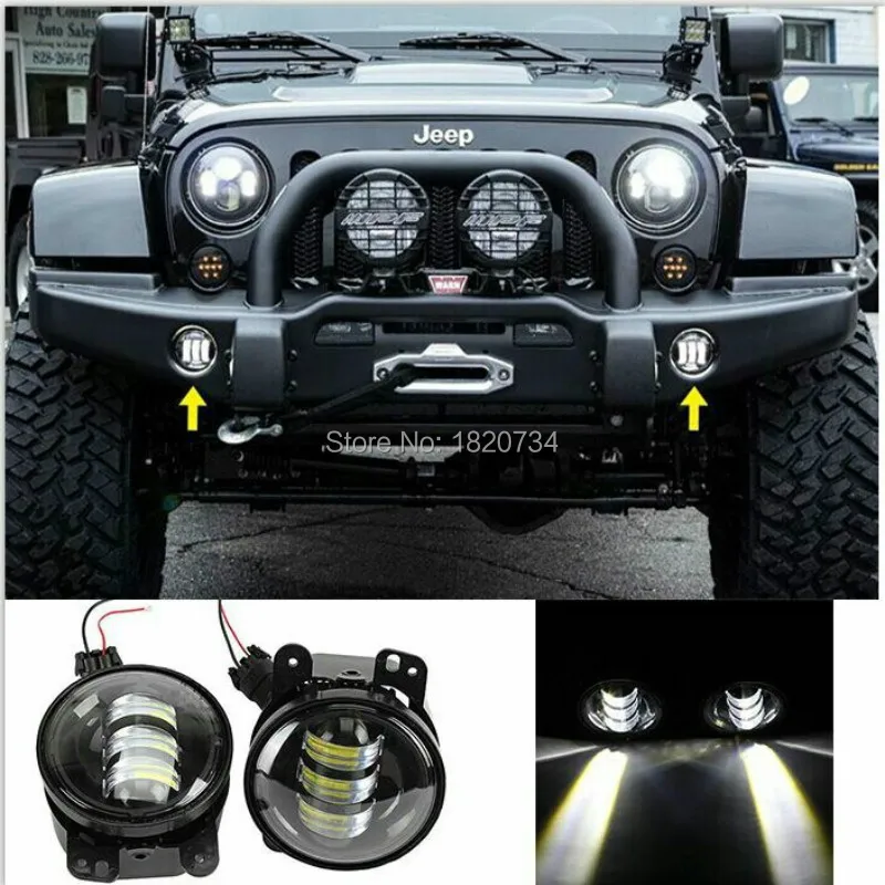 2 шт. 4 дюймовые 30 Вт Светодиодный ные Противотуманные фары для Jeep Wrangler JK 07 ~ 14