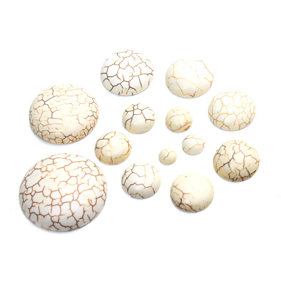 

10pcs Natural Stone Round Flatback Cabochon 6-30mm White Stripe Turquoise Spacers For DIY Jewelry Making Bracelet Accessories