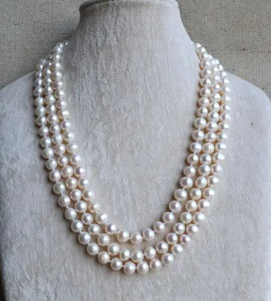 Handmade Real Pearl Jewellery 70 inches Long Necklace AA8-9MM White Freshwater Bridesmaid Statement Jewelry | Украшения и