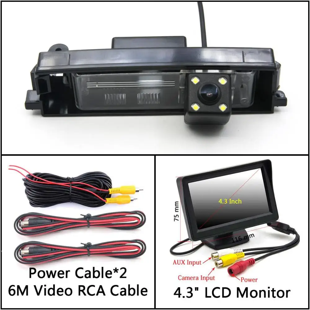 Cam Add 4.3 inch LCD Owtosin Reverse Rear View Camera For Toyota Vitz Platz Yaris Hatchback RAV4 RAV-4 Car Accessories Backward Backup Camera - Название цвета: Cam Add 4.3 inch LCD