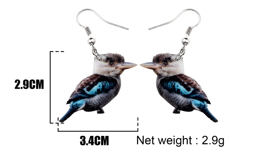 Bonsny акриловые австралийские смеющиеся Kookaburra Jackass птица серьги-подвески в форме капли животных Ювелирные изделия для женщин девушки подарок аксессуары