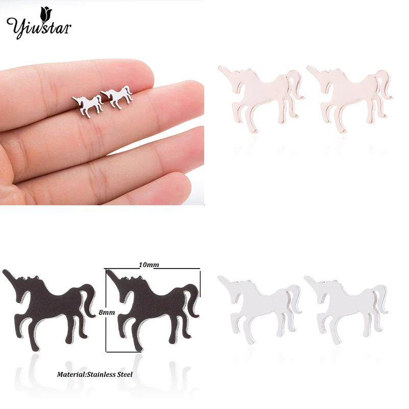 

Yiustar Charming Small Unicorn Horse Stud Earrings Sweet Generous Ear For Women Girls Kids Baby Piercing Jewelry Best Keepsake