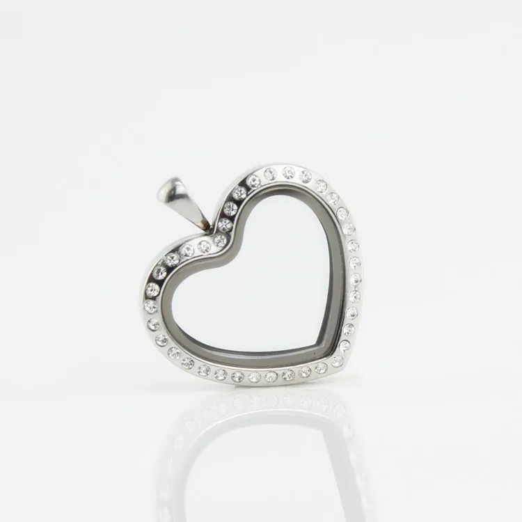 (Серебристо черное розовое золото) с кристаллами в виде сердца из нержавеющей