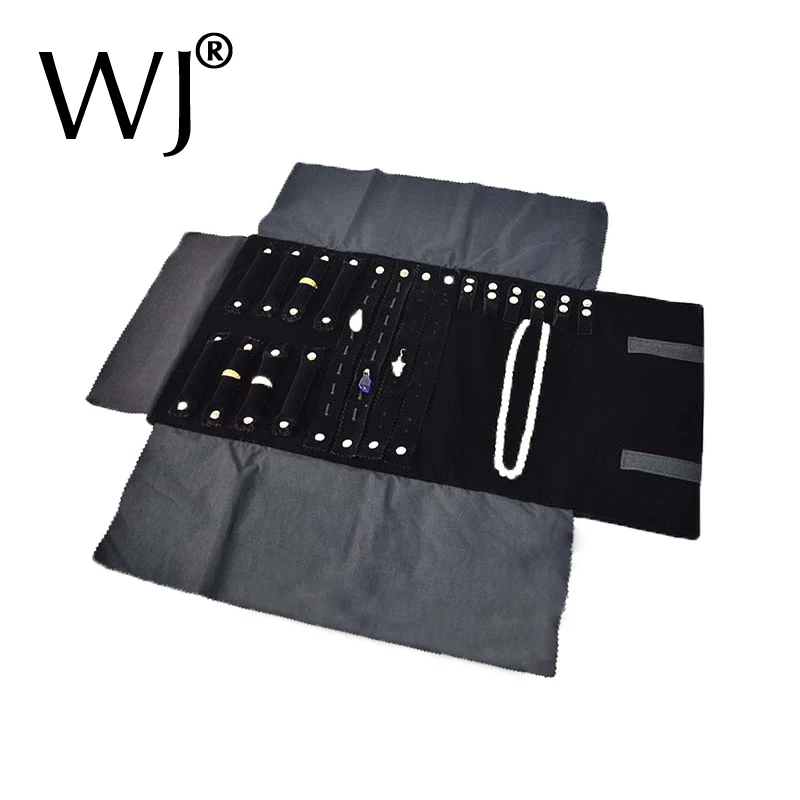 

Портативный Бархатный комплект ювелирных изделий, чехол-рулон для хранения цепочек, подвесок, колец, серег, держатель для демонстрации, дорожный роликовый Органайзер, чехлы