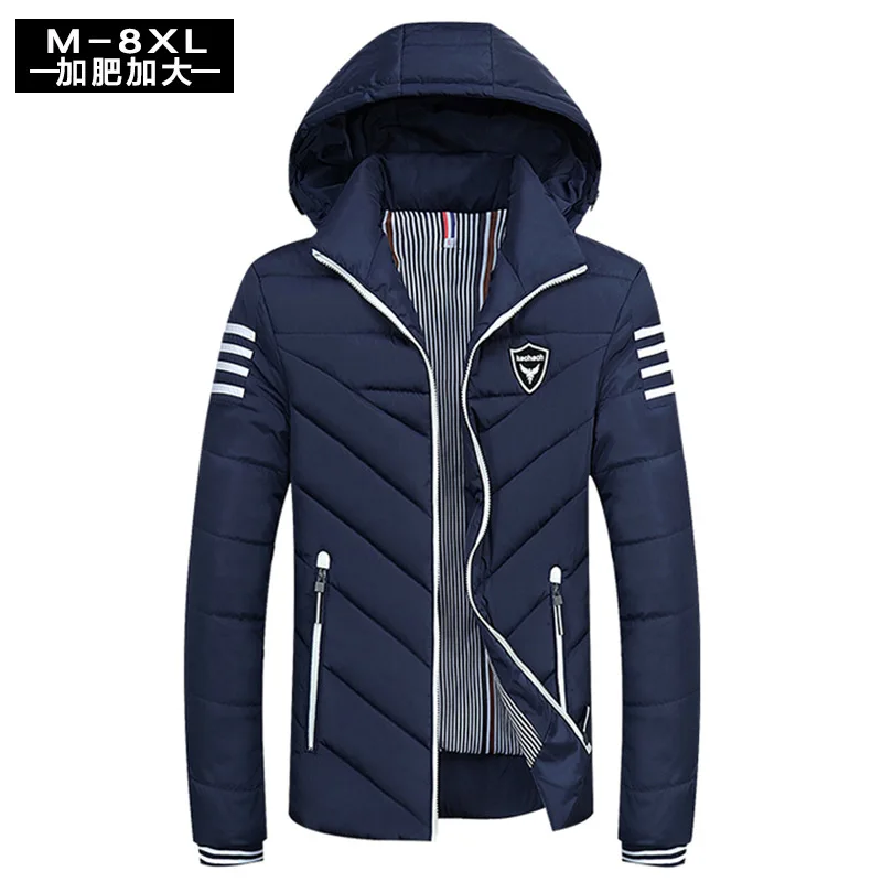 Blue Куртка мужская зимняя парка Большие размеры 8XL 7XL 6XL мужские парки куртки пальто хлопковая теплая верхняя одежда с капюшоном Софтшелл - Цвет: Blue