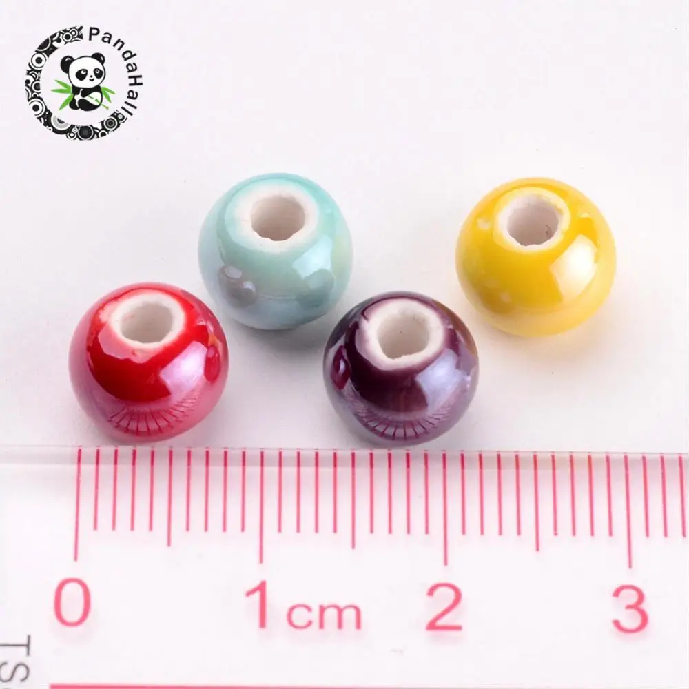 

Handmade Porcelain Beads, Pearlized, Round, Mixed Color, 8mm, Hole: 2mm
