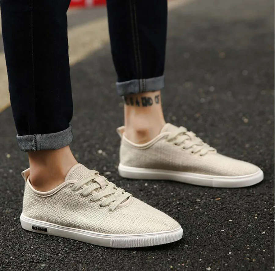 Summer Concise and Comfortable Men's Shoes Canvas Low-cut Breathable Casual Versatile Linen Tide Solid Colors | Обувь