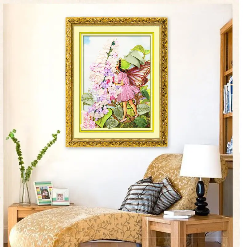 3D цветок Сказочная деталь мультфильм девочка ангел атласная картина набор для